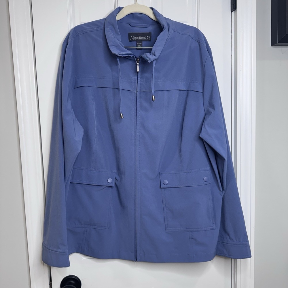 Magellans Womens XXL Blue Lightweight Travel Utility Jacket Full Zip